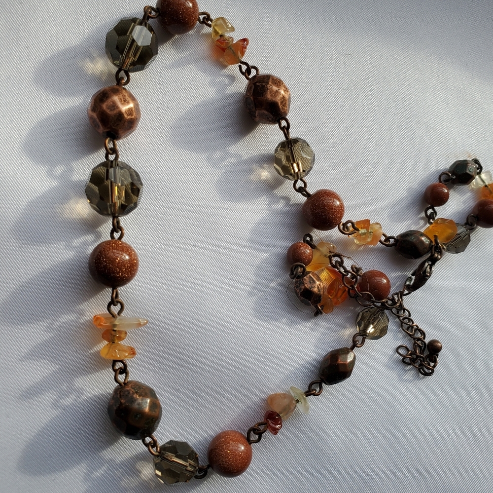 Orange tone beaded necklace